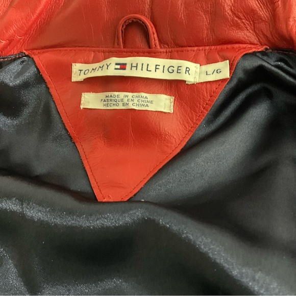 Tommy Hilfiger Red Leather Snap / Zip Vest Y2K  NWT $195 Size Large - Picture 9 of 9